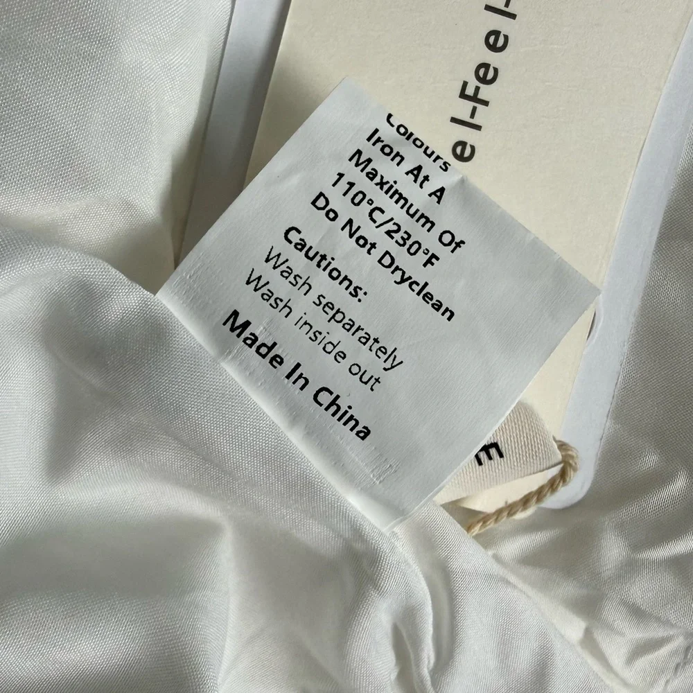 Commense White Pleated Chiffon Maxi Dress Satin Bodice Semi Sheer Small NWT - Picture 9 of 10